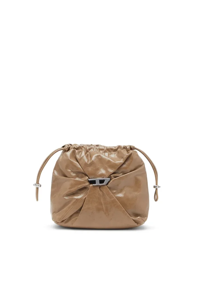 scrunch-d kova Parlak buruşuk deriden Scrunch-D-Bucket çanta