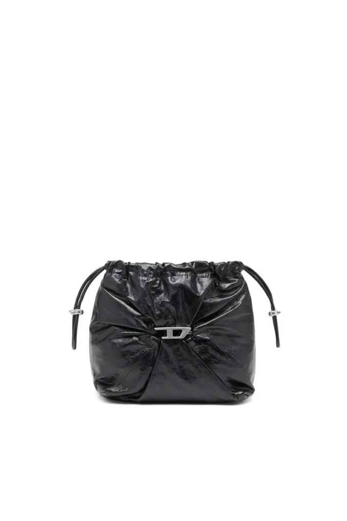 scrunch-d kova Parlak buruşuk deriden Scrunch-D-Bucket çanta