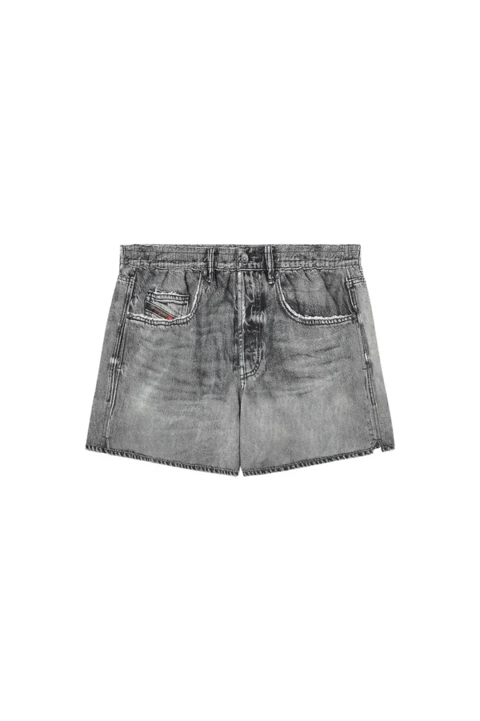 soccer-41-dnm Denim trompe l’oeil baskılı yüzme şortu