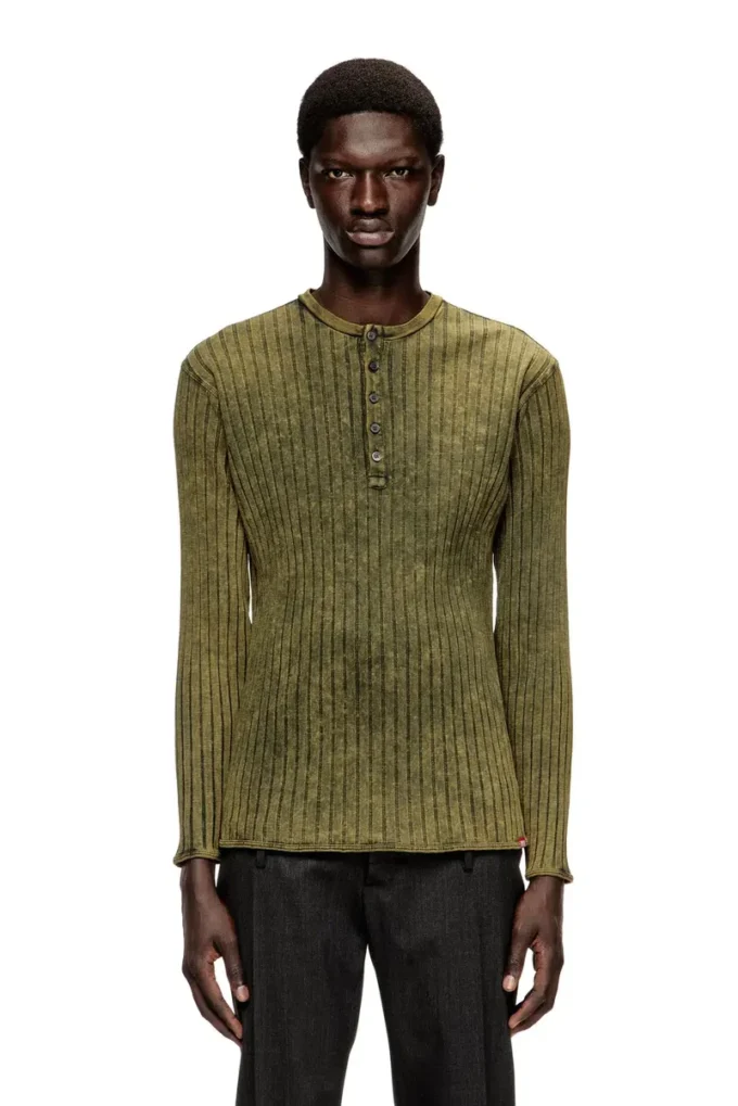 t-ally Geniş nervürlü jarse Henley üst