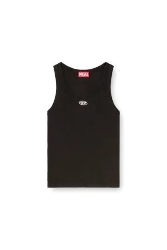 t-anki-od Metalik Oval D logolu dar ribana tank top