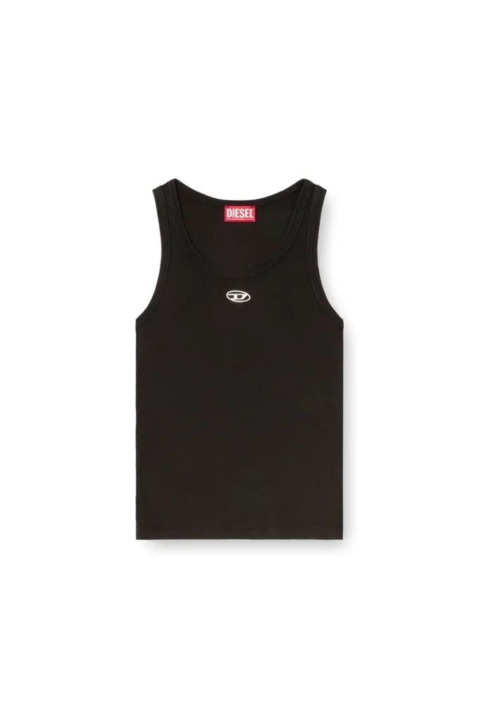 t-anki-od Metalik Oval D logolu dar ribana tank top