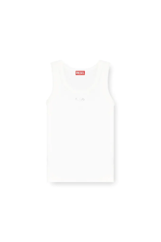 t-anki-od Metalik Oval D logolu dar ribana tank top