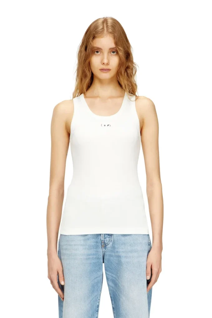 t-anki-od Metalik Oval D logolu dar ribana tank top