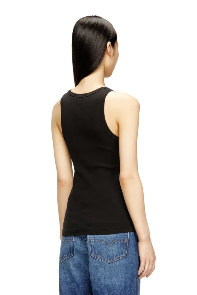 t-anki-od Metalik Oval D logolu dar ribana tank top