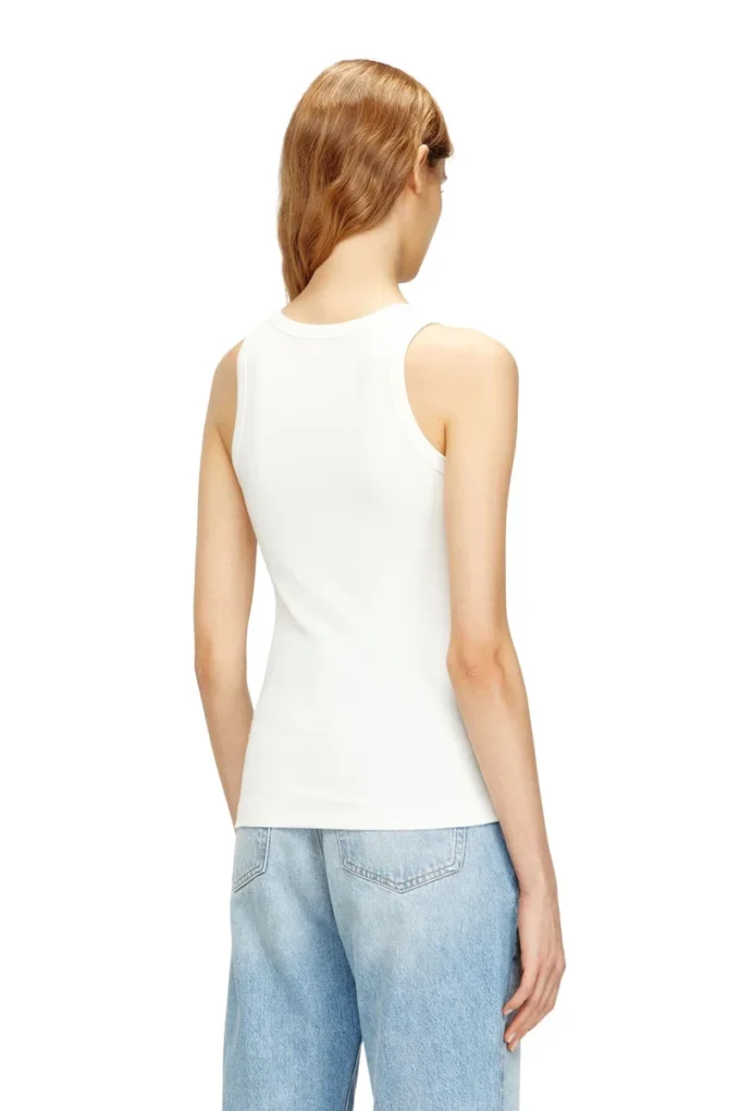 t-anki-od Metalik Oval D logolu dar ribana tank top