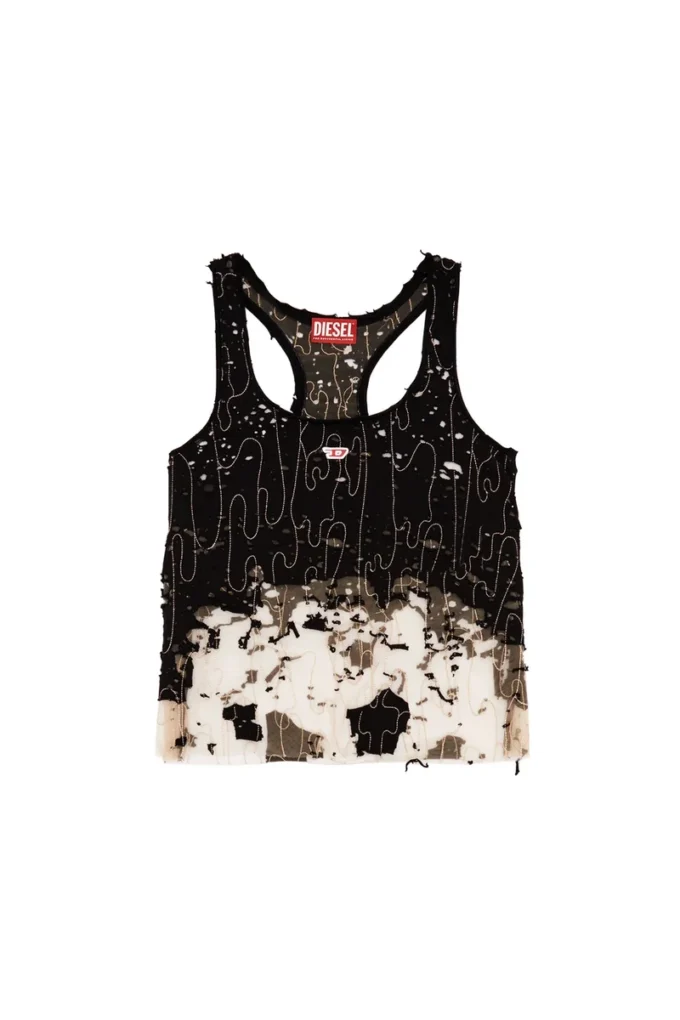 t-bils-dev Yırtık jarse tül tank top