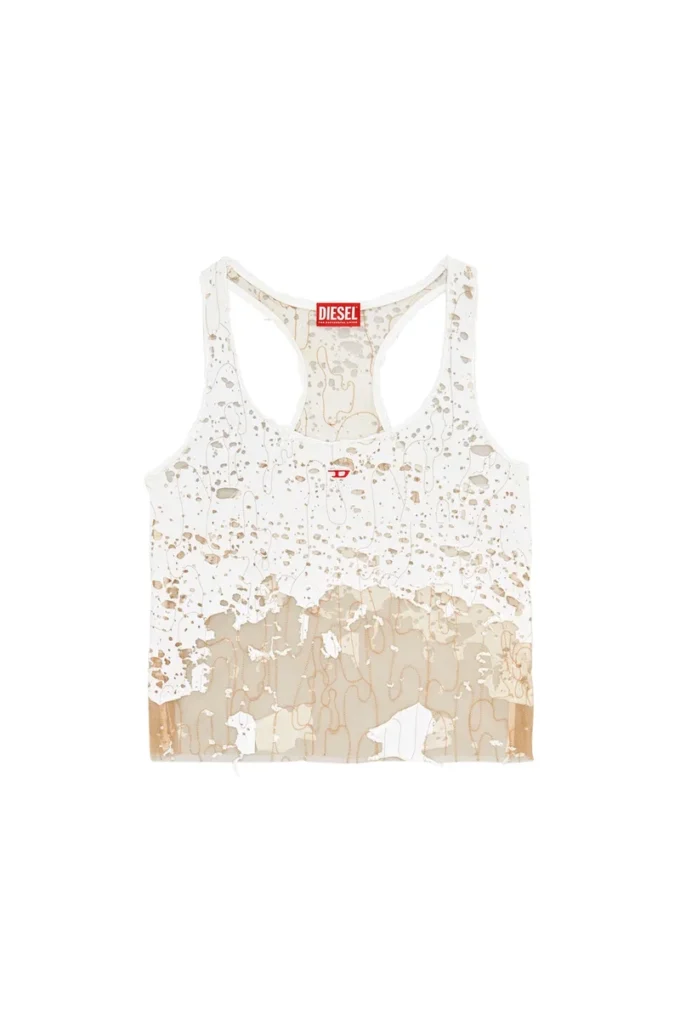 t-bils-dev Yırtık jarse tül tank top