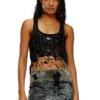t-bils-dev Yırtık jarse tül tank top