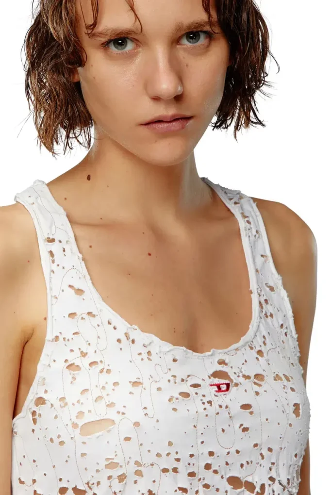 t-bils-dev Yırtık jarse tül tank top