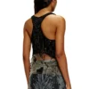 t-bils-dev Yırtık jarse tül tank top