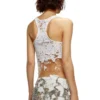 t-bils-dev Yırtık jarse tül tank top