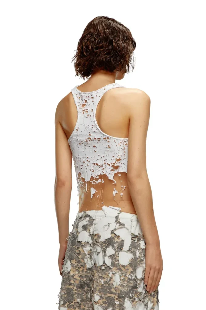 t-bils-dev Yırtık jarse tül tank top