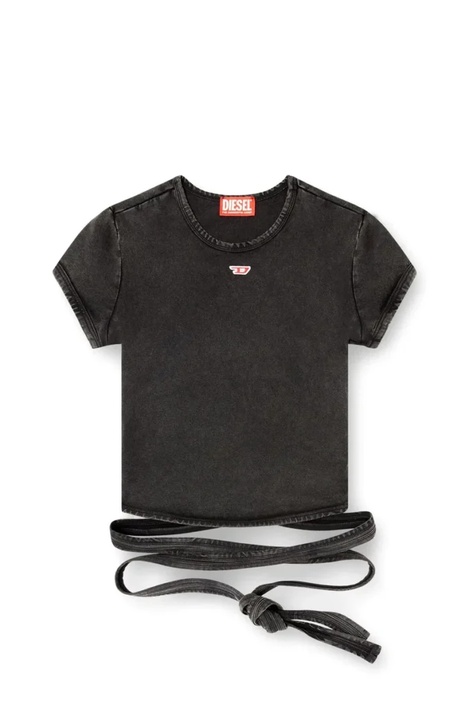 t-bunny-tail-r1 Denim görünümlü, bağcıklı tişört
