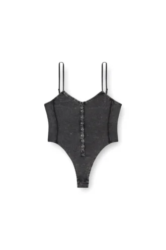t-ley Mermer desenli nervürlü jarse tanga bodysuit