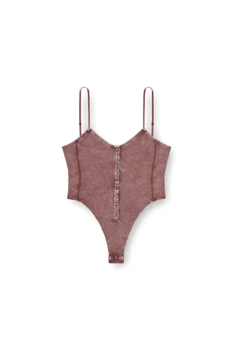 t-ley Mermer desenli nervürlü jarse tanga bodysuit