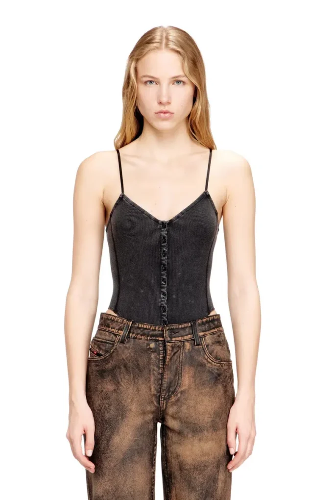 t-ley Mermer desenli nervürlü jarse tanga bodysuit