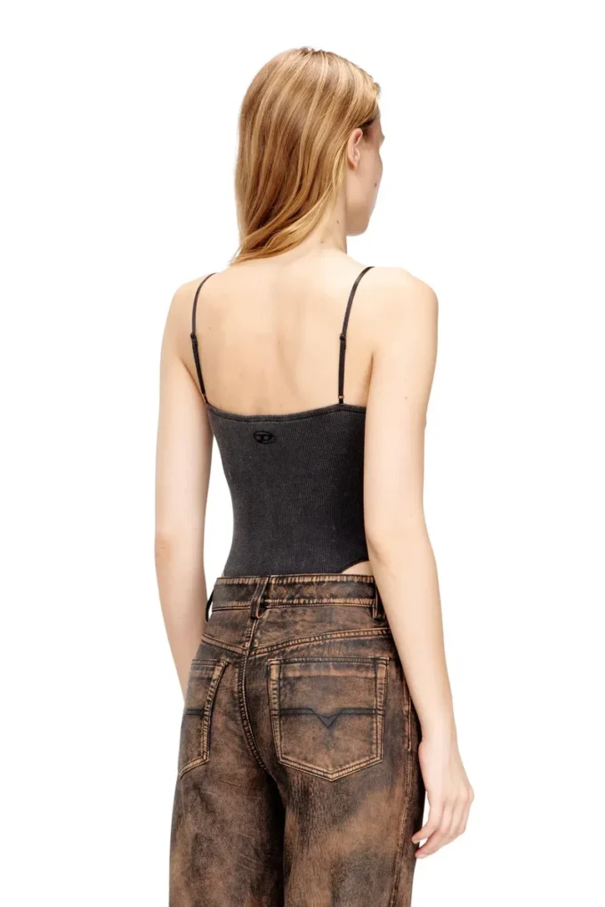 t-ley Mermer desenli nervürlü jarse tanga bodysuit