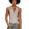 t-lifty-burn-art Yanan plastik baskı desenli tül tank top