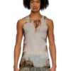 t-lifty-burn-art Yanan plastik baskı desenli tül tank top