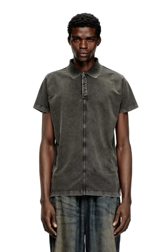 t-nomely Denim görünümlü jarse polo gömlek