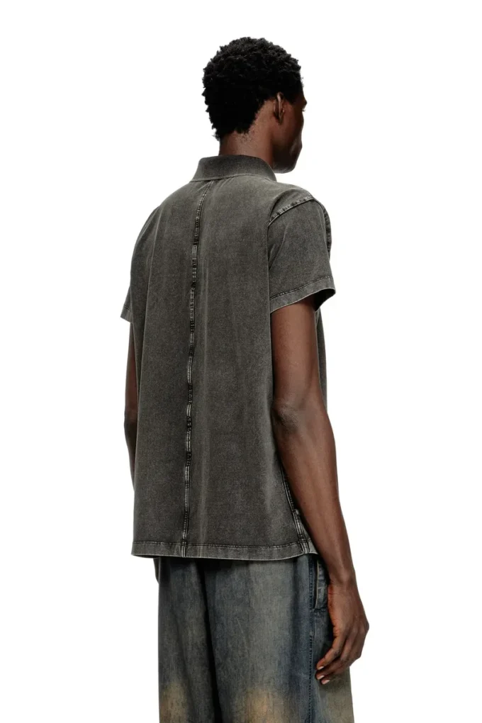 t-nomely Denim görünümlü jarse polo gömlek