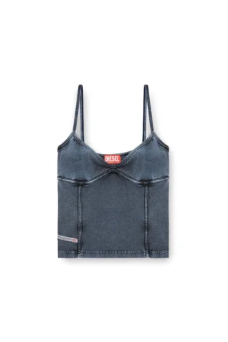 t-ony Denim görünümlü jarse askılı üst