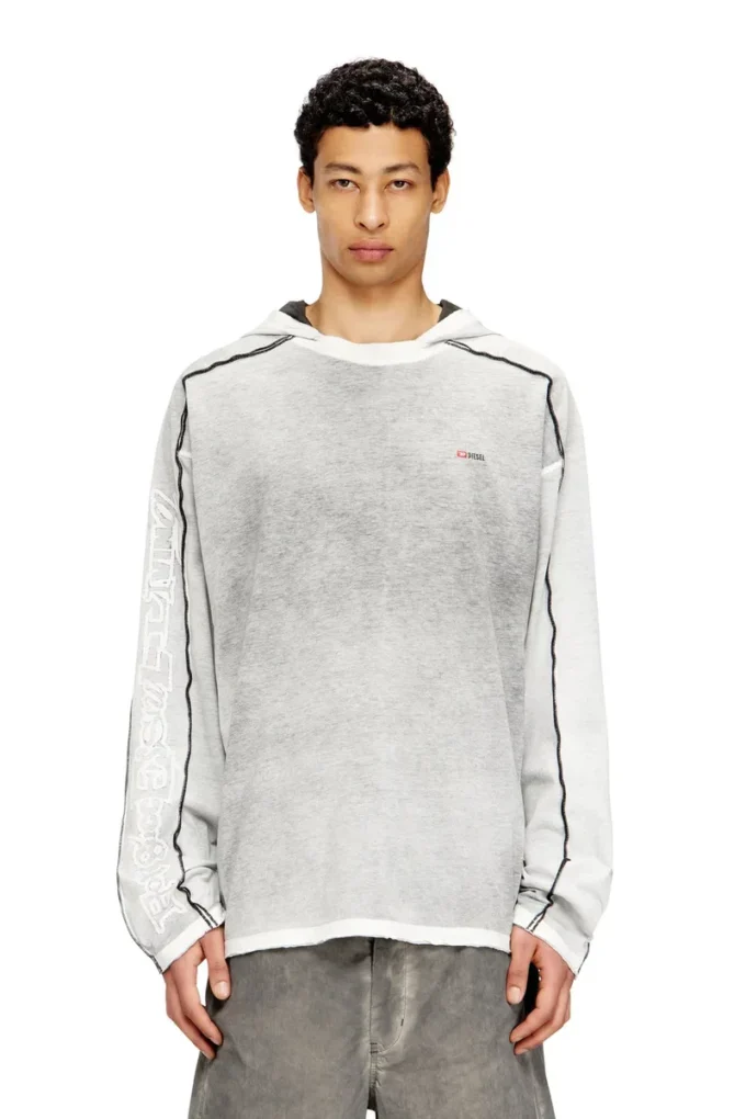 t-riven-ls-hood Renkli sprey desenli pamuklu kapüşonlu sweatshirt
