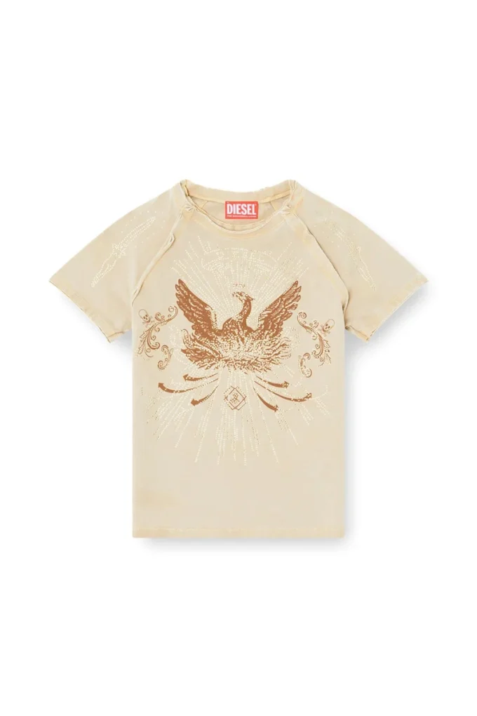 t-roweena Phoenix T-shirt, yapay elmaslarla süslenmiş