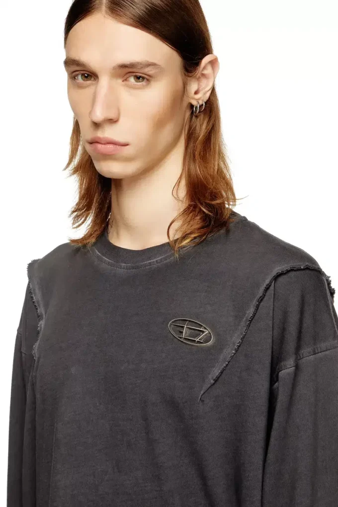 t-thug-t-shirt Soluk efektli uzun kollu tişört