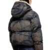 w-aves-fur Kir efekti kamuflaj denim kapüşonlu şişme ceket