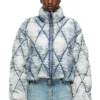 w-histel Argyle kapitone devoré kabuklu puffer ceket