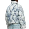 w-histel Argyle kapitone devoré kabuklu puffer ceket