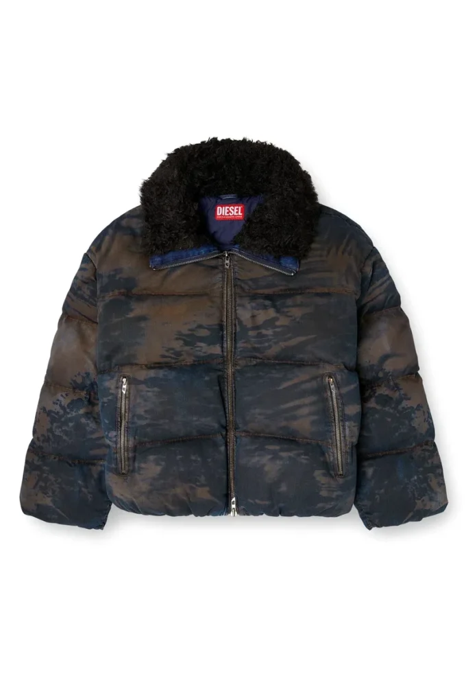 w-johns Kir efekti kamuflaj denim puffer ceket w-johns Kir efekti kamuflaj denim puffer ceket