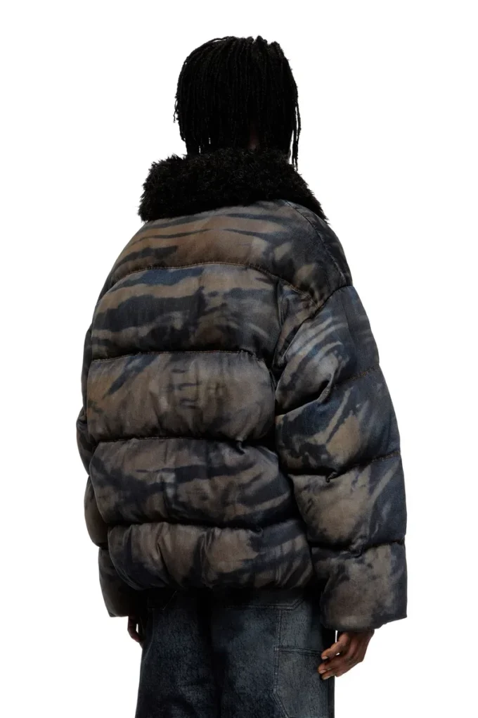 w-johns Kir efekti kamuflaj denim puffer ceket w-johns Kir efekti kamuflaj denim puffer ceket