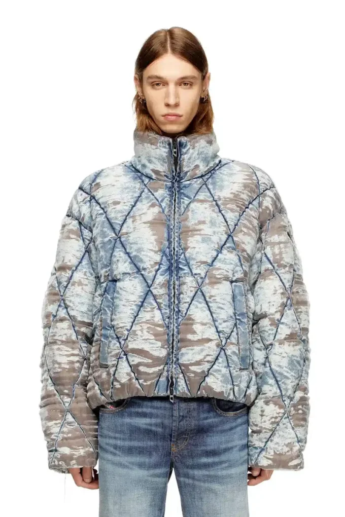 w-kons Argyle kapitone devoré denim dolgulu ceket w-kons Argyle kapitone devoré denim dolgulu ceket