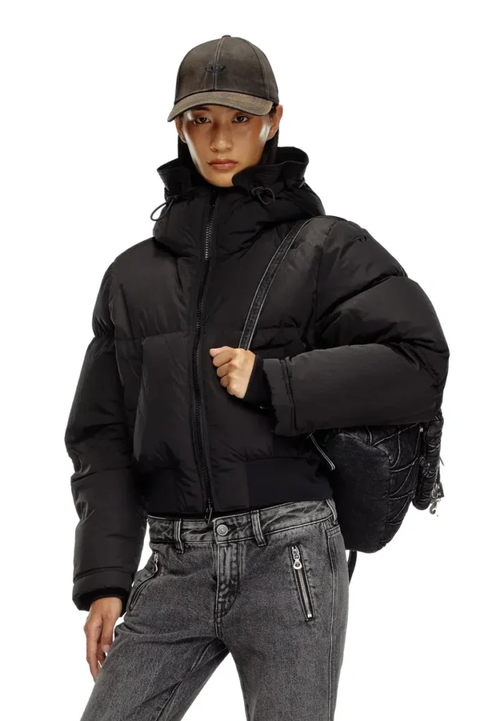 w-peyt-short-new-p1 Buruşuk naylon kapüşonlu kuş tüyü ceket