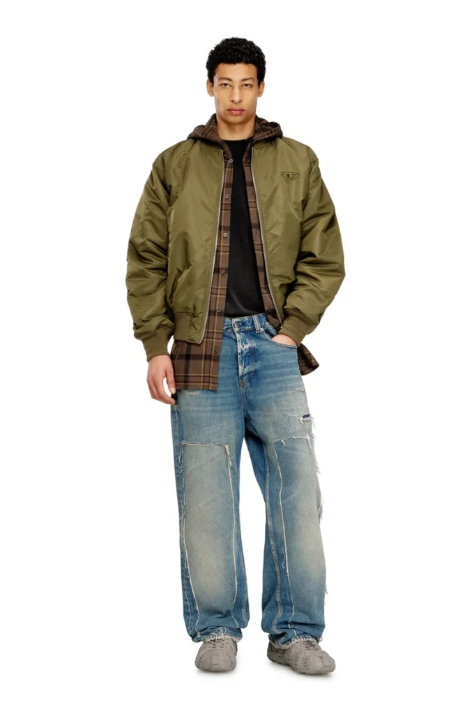 w-type-d1 Oval D nakışlı yastıklı bomber ceket w-type-d1 Oval D nakışlı yastıklı bomber ceket